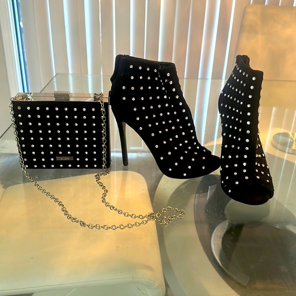 Boots with matching clutch